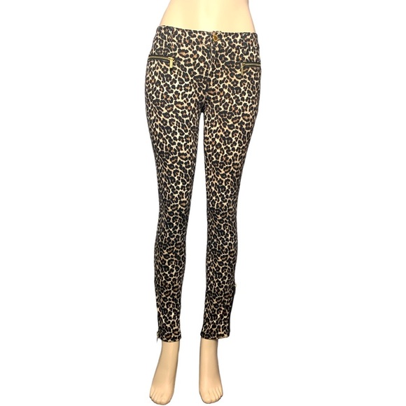 MICHAEL KORS Luxury Leopard Brown and Black Skinny Jeans Size 4 - Picture 2 of 16